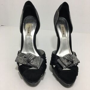 Dune Diamante Platform Peep Toe Bow High Heels 9